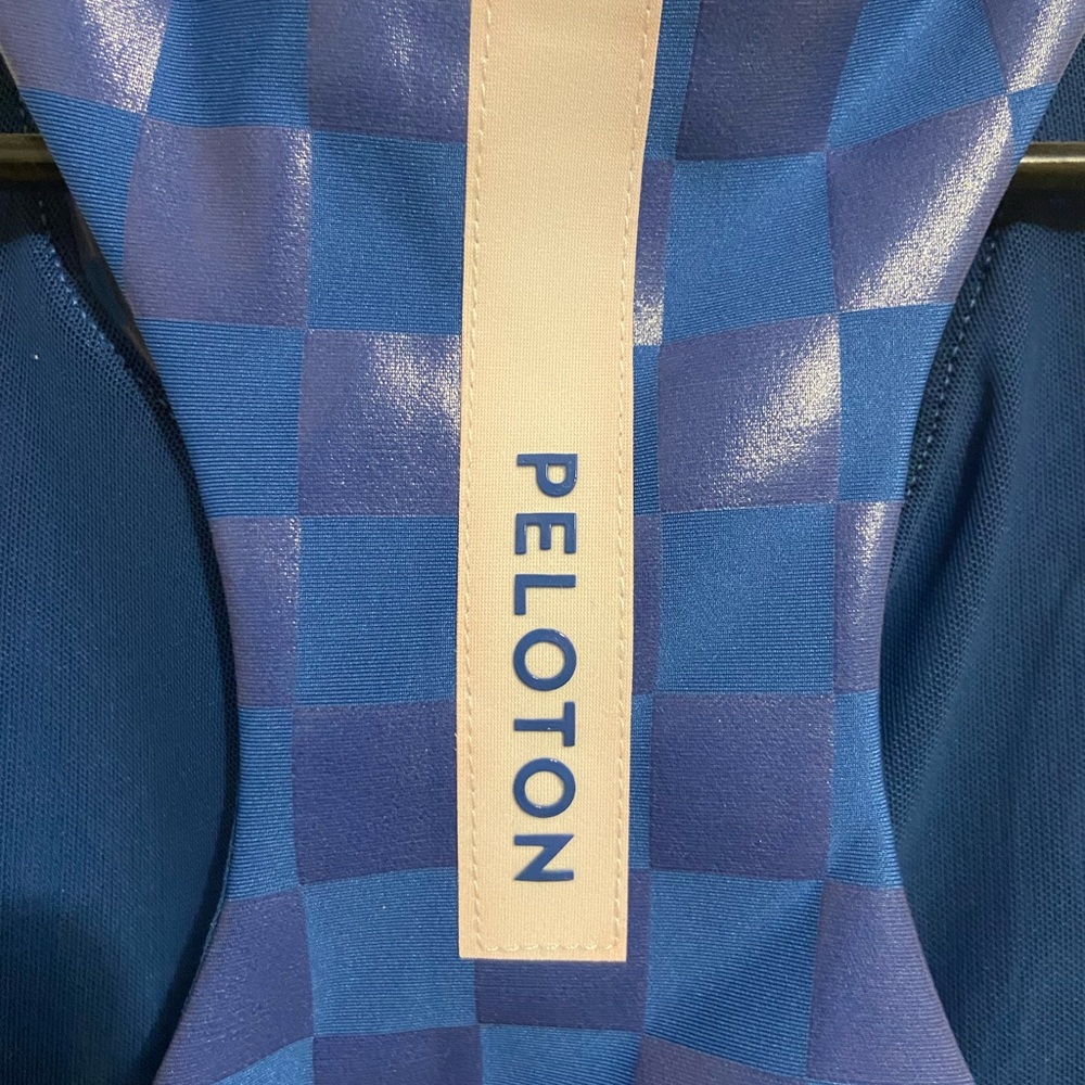 Peloton Blue Checkered Sports Bra Size Small Fitness Gear